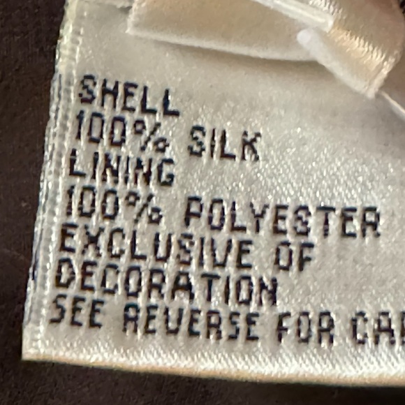 TALBOTS Petites Pure Silk Skirt Sz 10 Dark Evening Brown Crinkle Sequin Whimsy - Picture 7 of 14